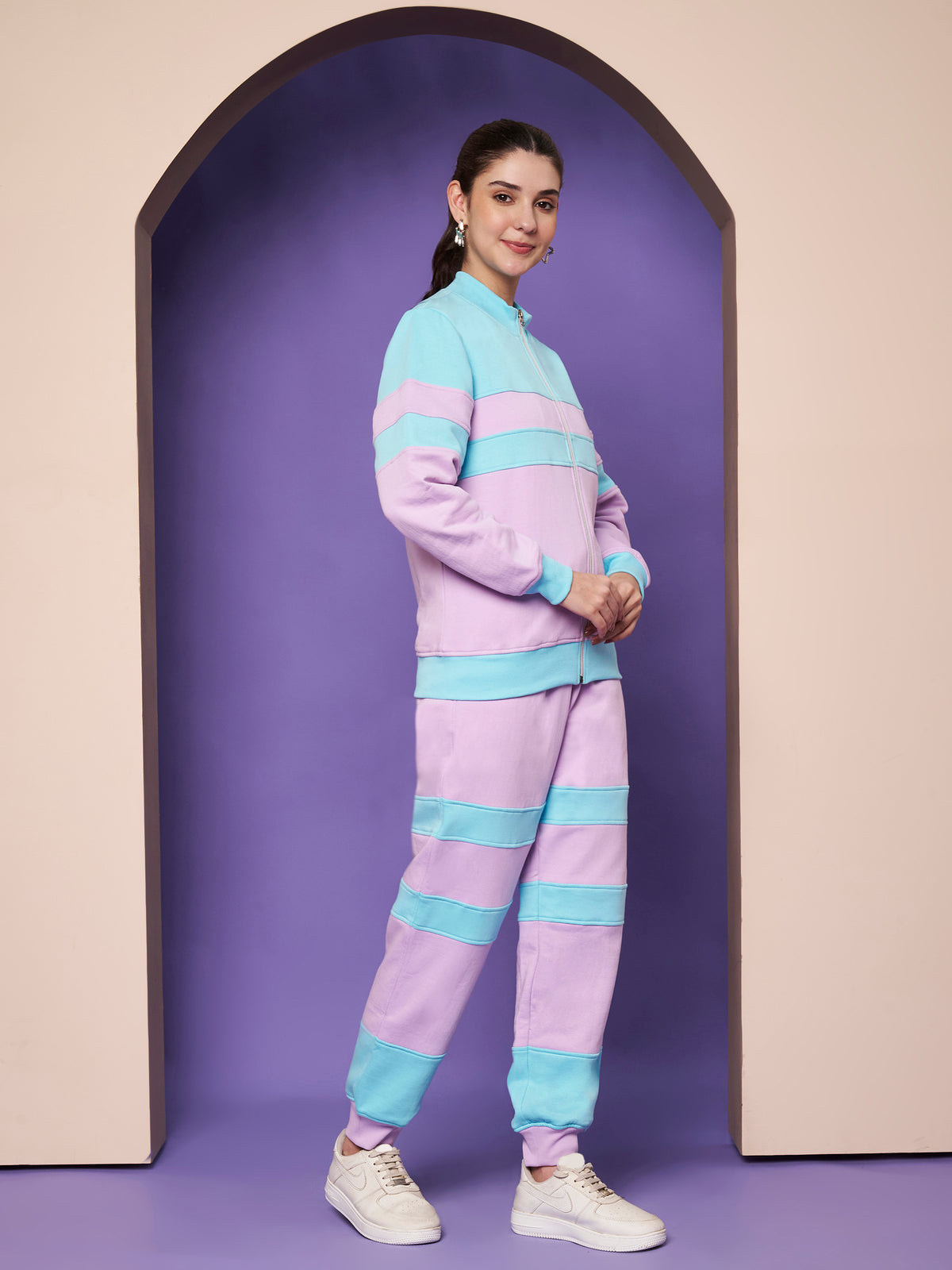 Colourblocked Wrinkle Free Zip Trousers