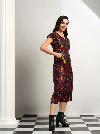 BRINNS Women Printed Short Sleeve Capri Jumpsuit