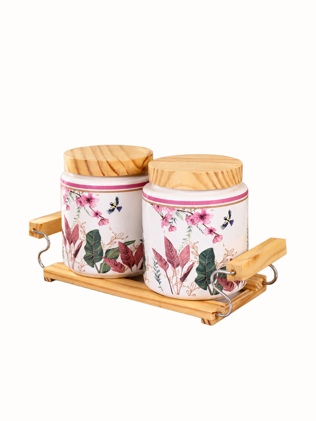 Jar Set with Wooden Lid & Stand - 750 ml each