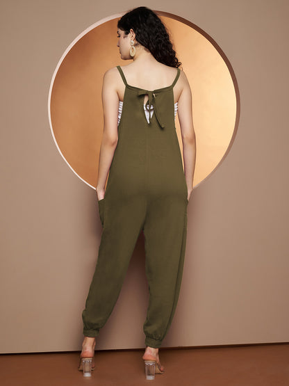 Shoulder Straps Pure Cotton Basic Jumpsuit