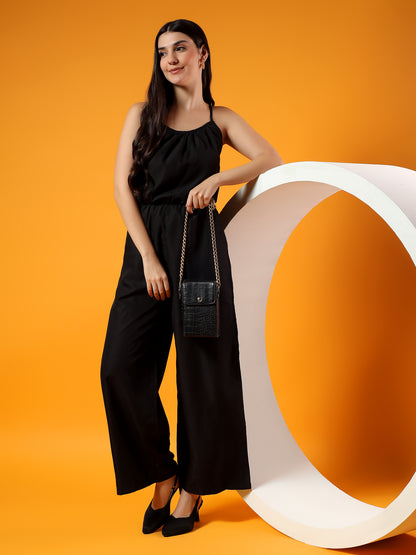 Printed Shoulder Straps Sleeveless Jumpsuit