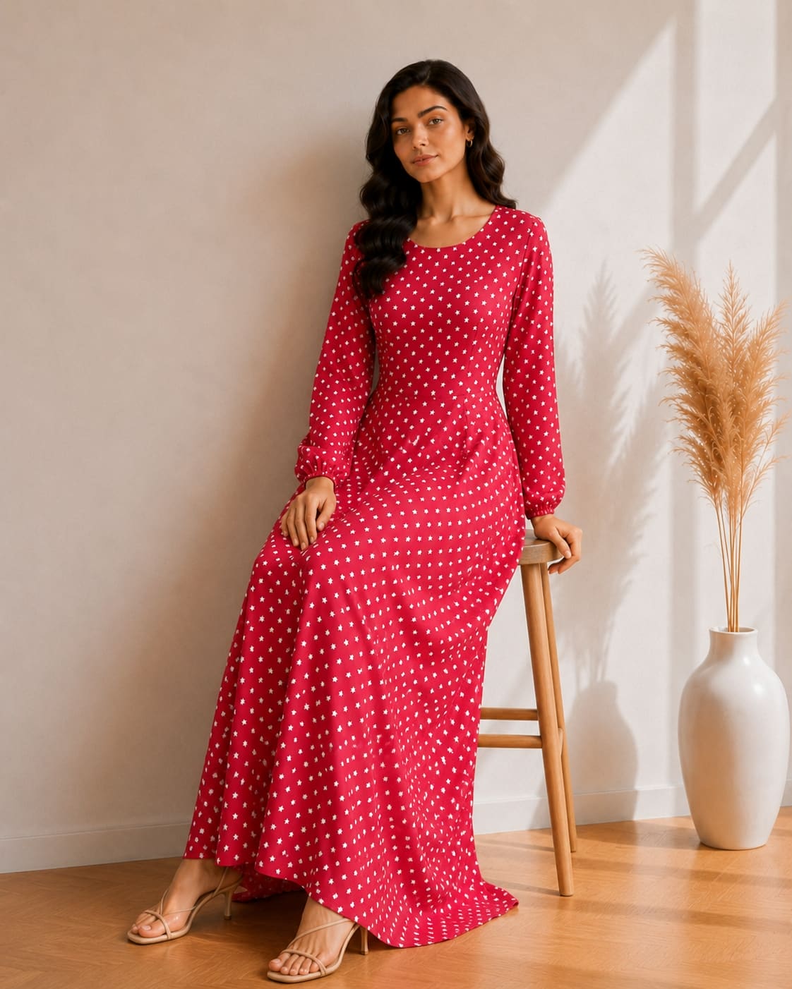 Printed Flared Western Dress.
