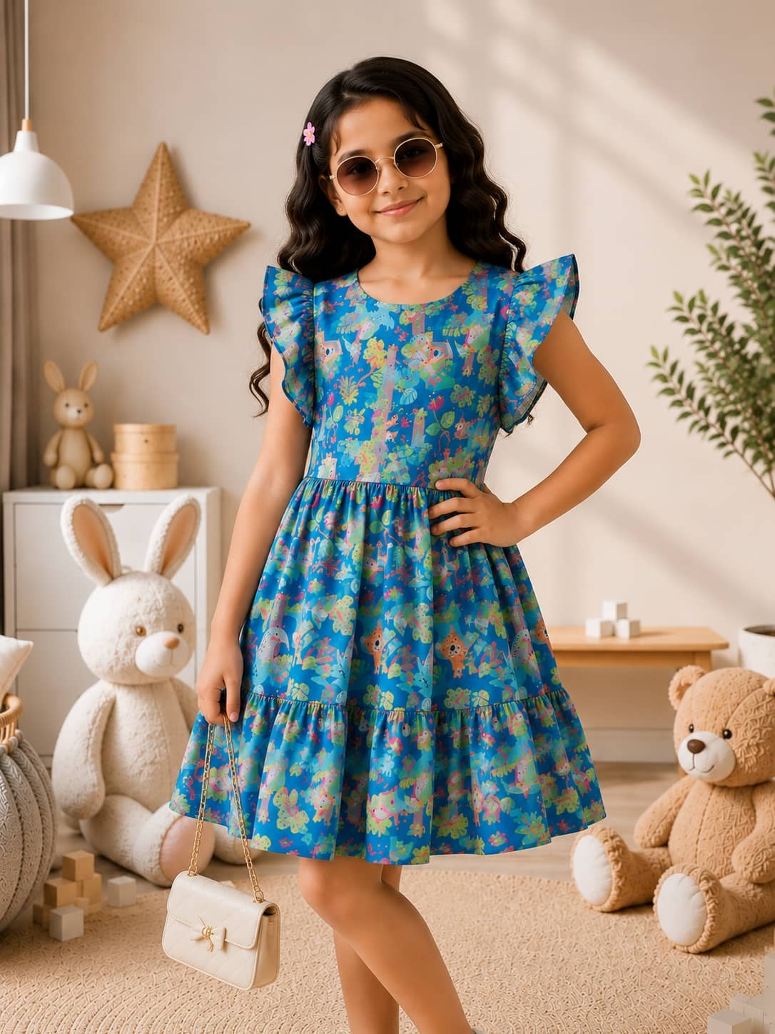 Poppylane Tiered Dress with Frill/Flutter Sleeves
