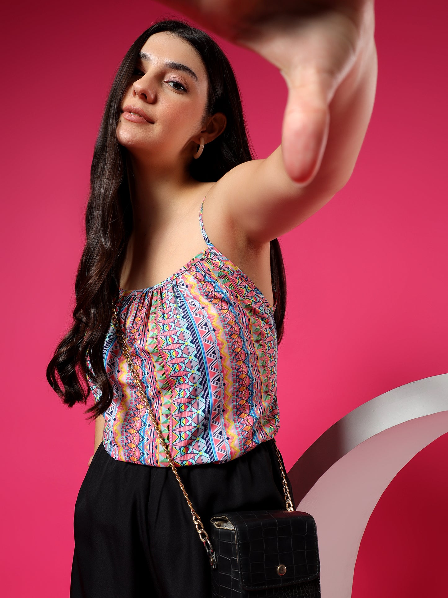 Printed Shoulder Straps Sleeveless Jumpsuit