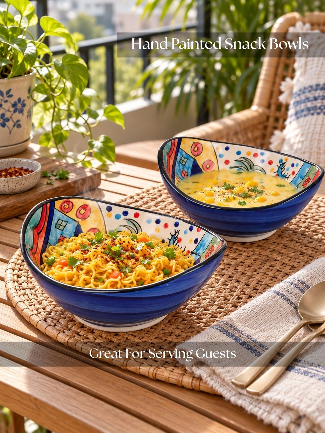 Snack Bowls | Multicolor Handpainted | 450 ml