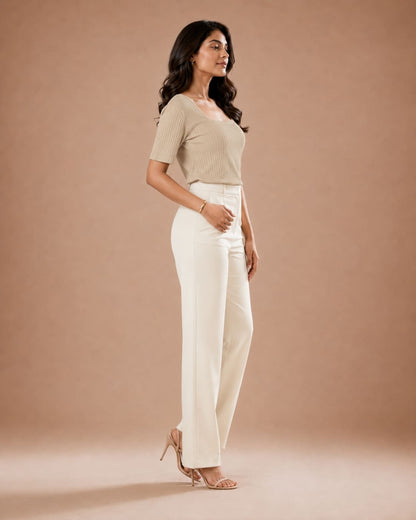 Ribbed Square Neck Fitted Top