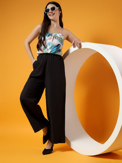 Printed Shoulder Straps Sleeveless Jumpsuit