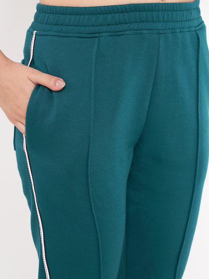 Women Solid Mock Collar Tracksuit