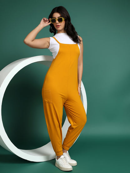 Shoulder Straps Pure Cotton Basic Jumpsuit