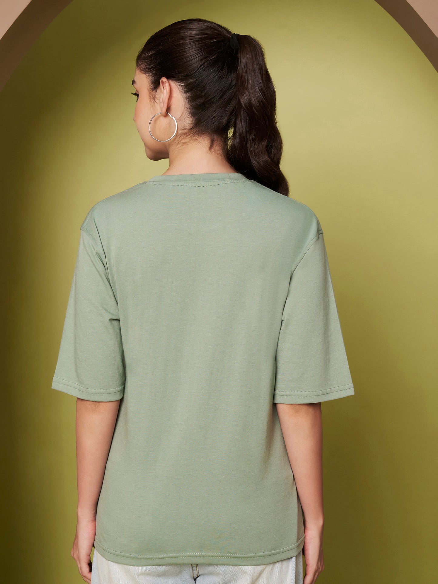 BRINNS Women Solid Round Neck Cotton T-shirt