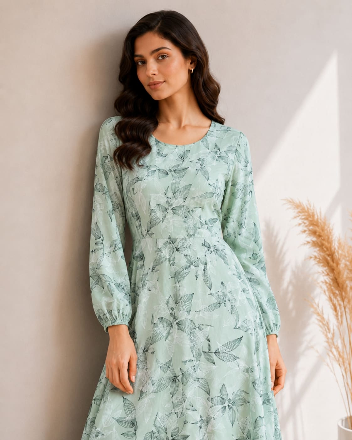 Printed Flared Western Dress.