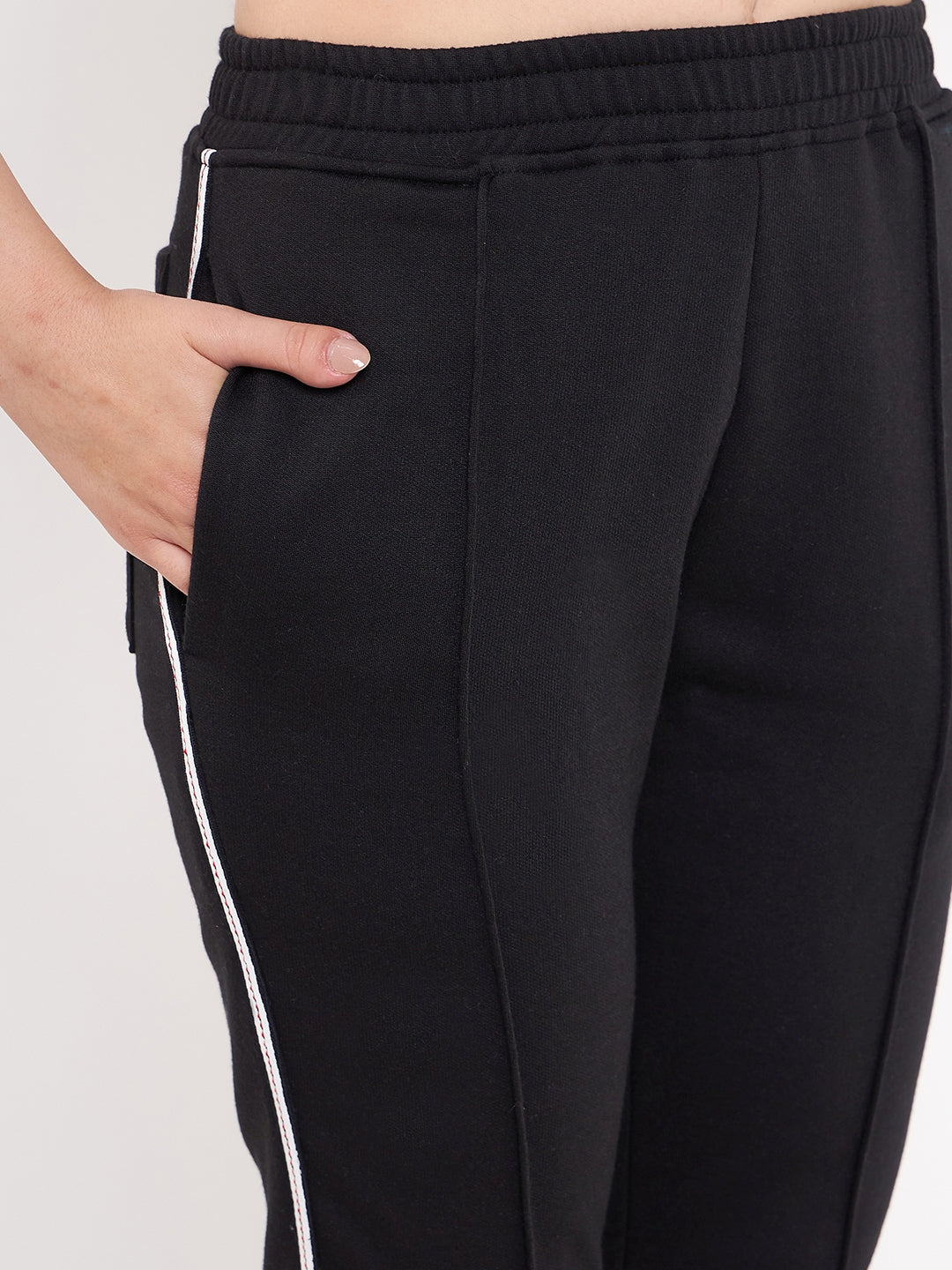 Women Solid Mock Collar Tracksuit