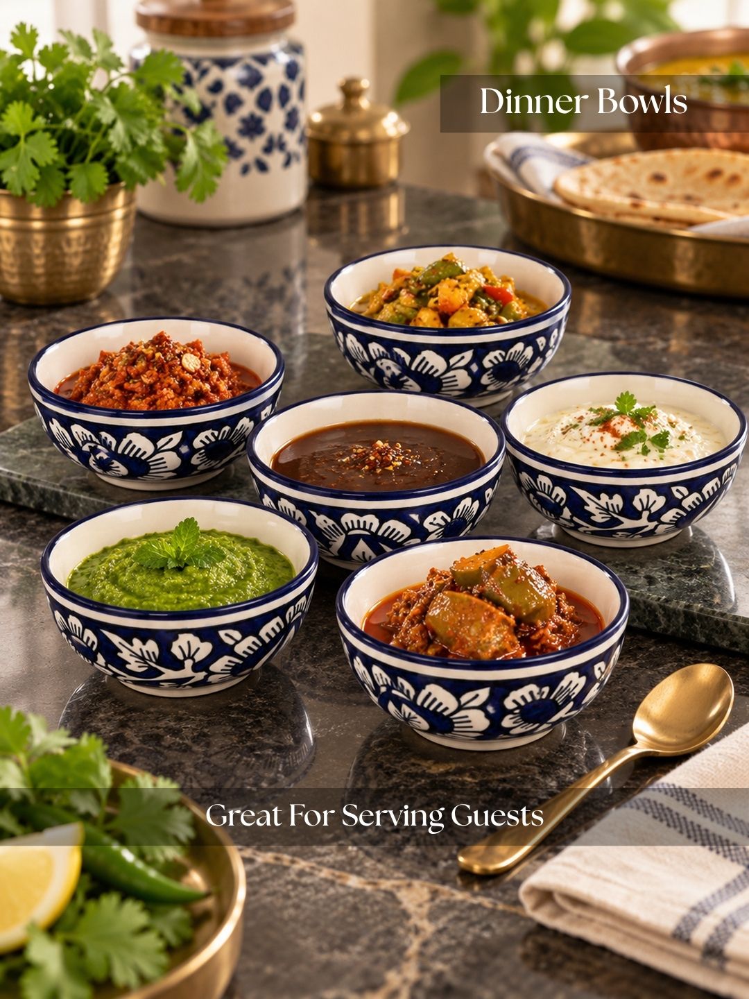 Dinner Bowls Set of 6 | Blue |220 ml