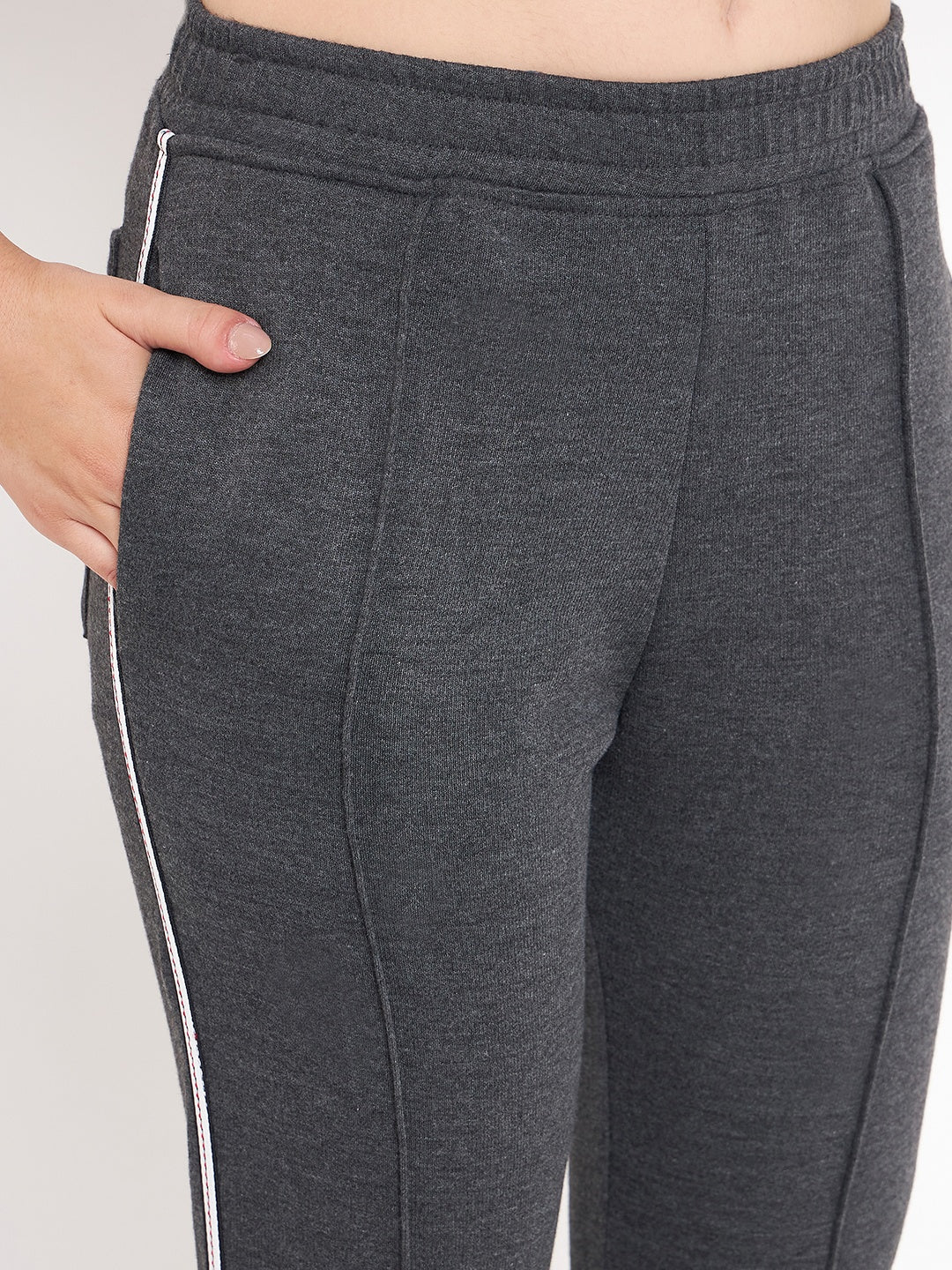 Women Solid Mock Collar Tracksuit