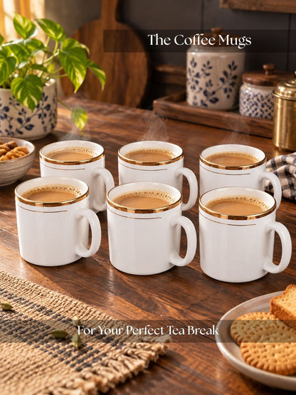 Coffee Mugs Set of 6 | White | 225 ml