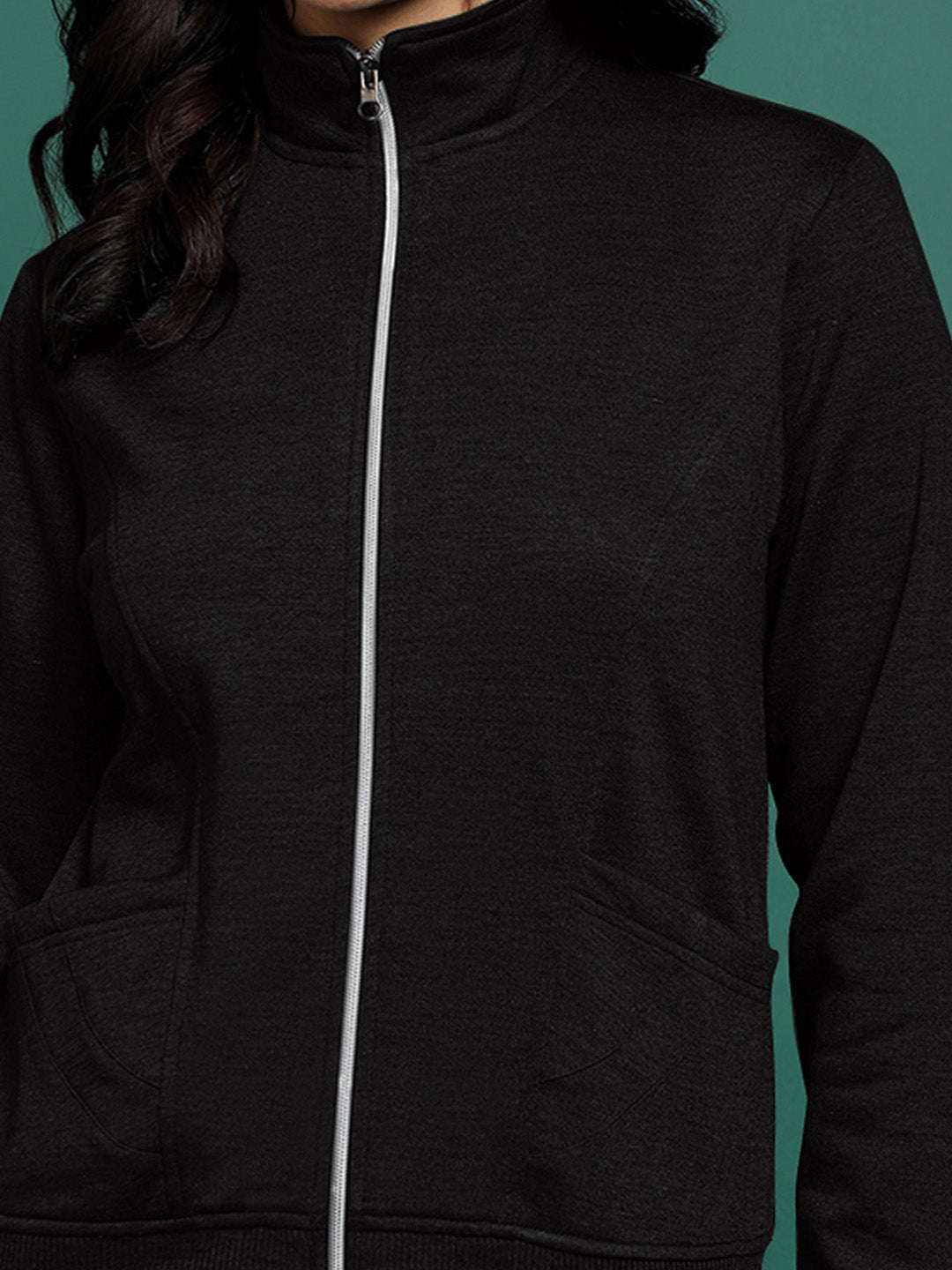 Stand-Collar Jacket with Front Pockets