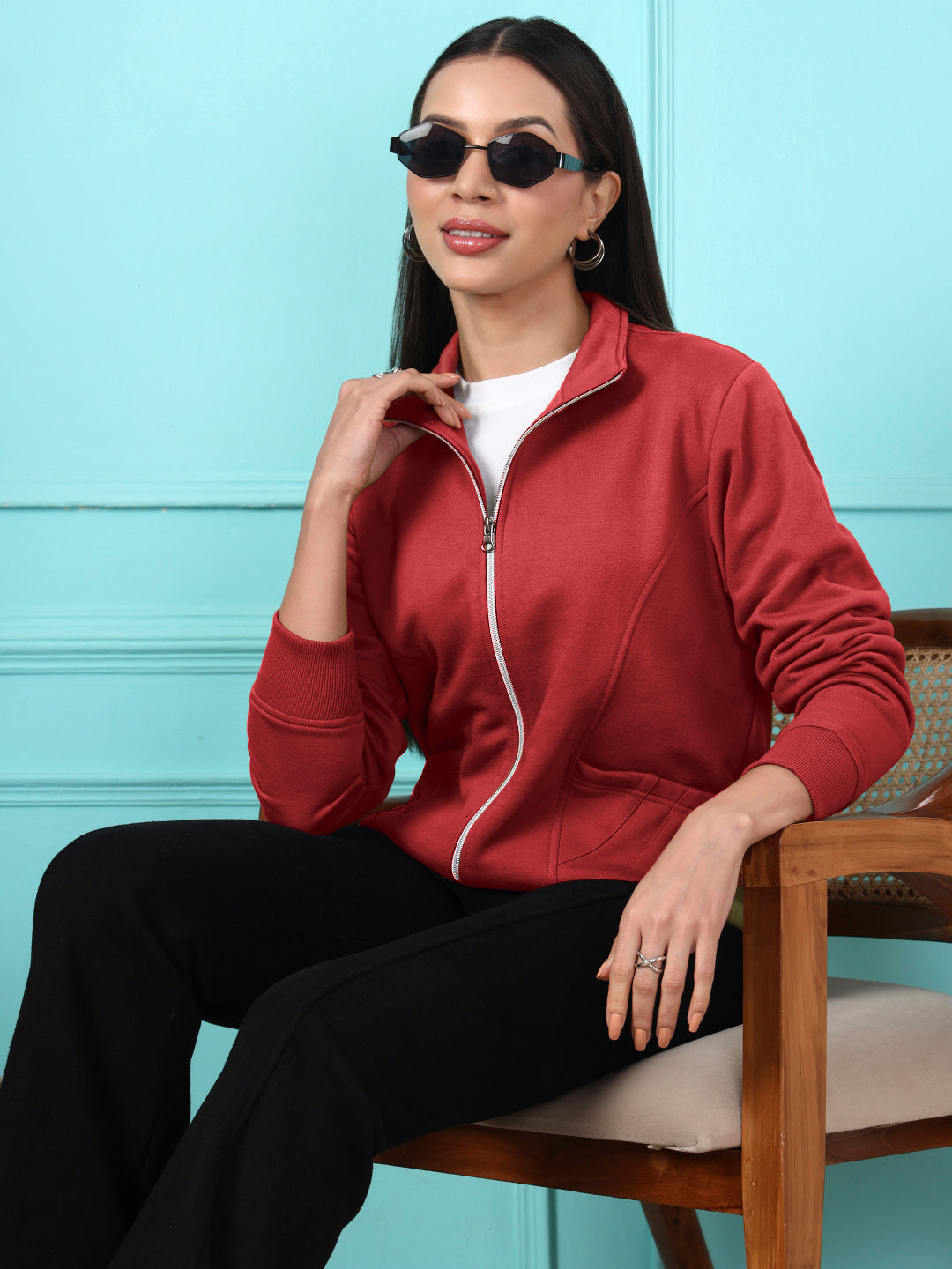 Stand-Collar Jacket with Front Pockets