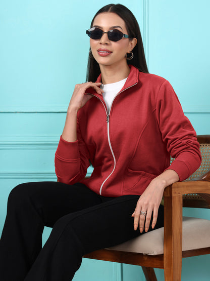Stand-Collar Jacket with Front Pockets