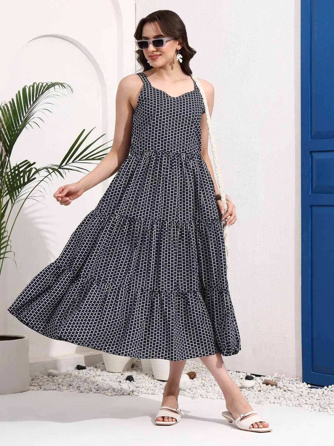 Tiered Fit & Flare Midi Dress