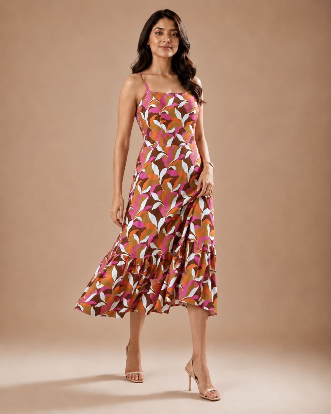 Printed Sleeveless Midi Dress