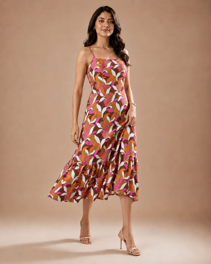 Printed Sleeveless Midi Dress