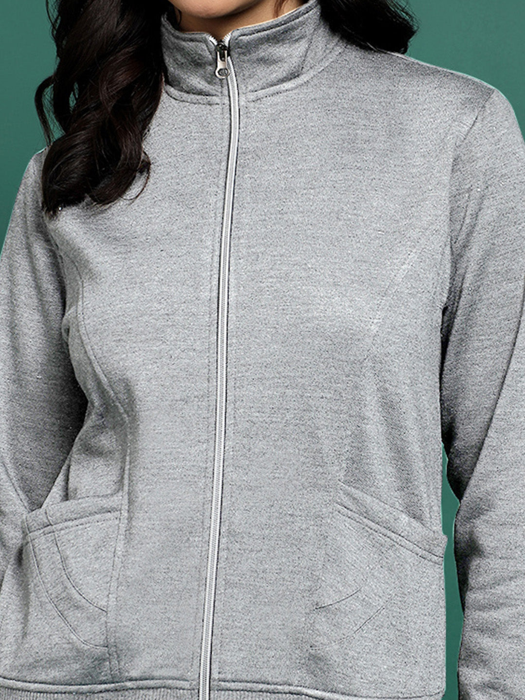 Stand-Collar Jacket with Front Pockets
