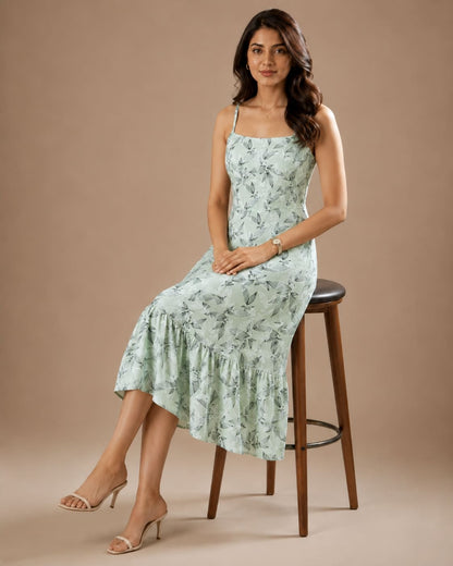Printed Sleeveless Midi Dress