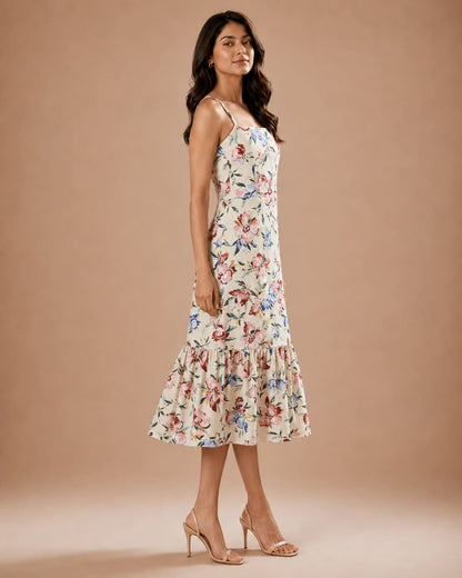 Printed Sleeveless Midi Dress