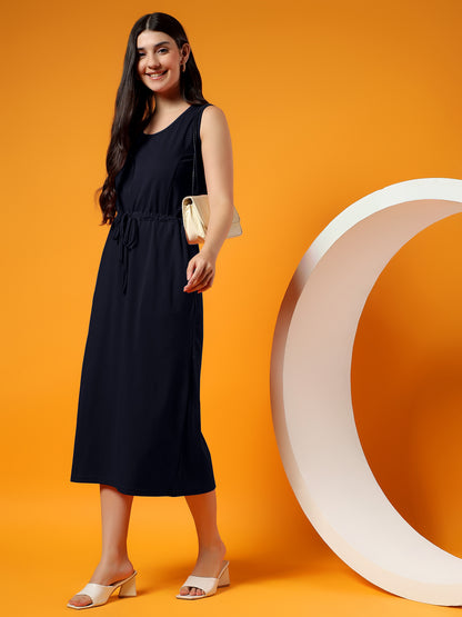 Belted Cotton Fit & Flare Midi Dress