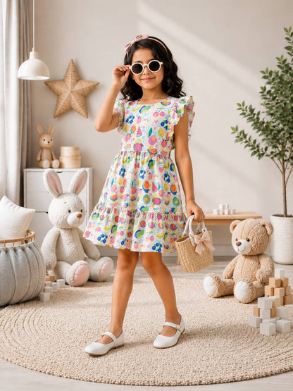 Poppylane Tiered Dress with Frill/Flutter Sleeves