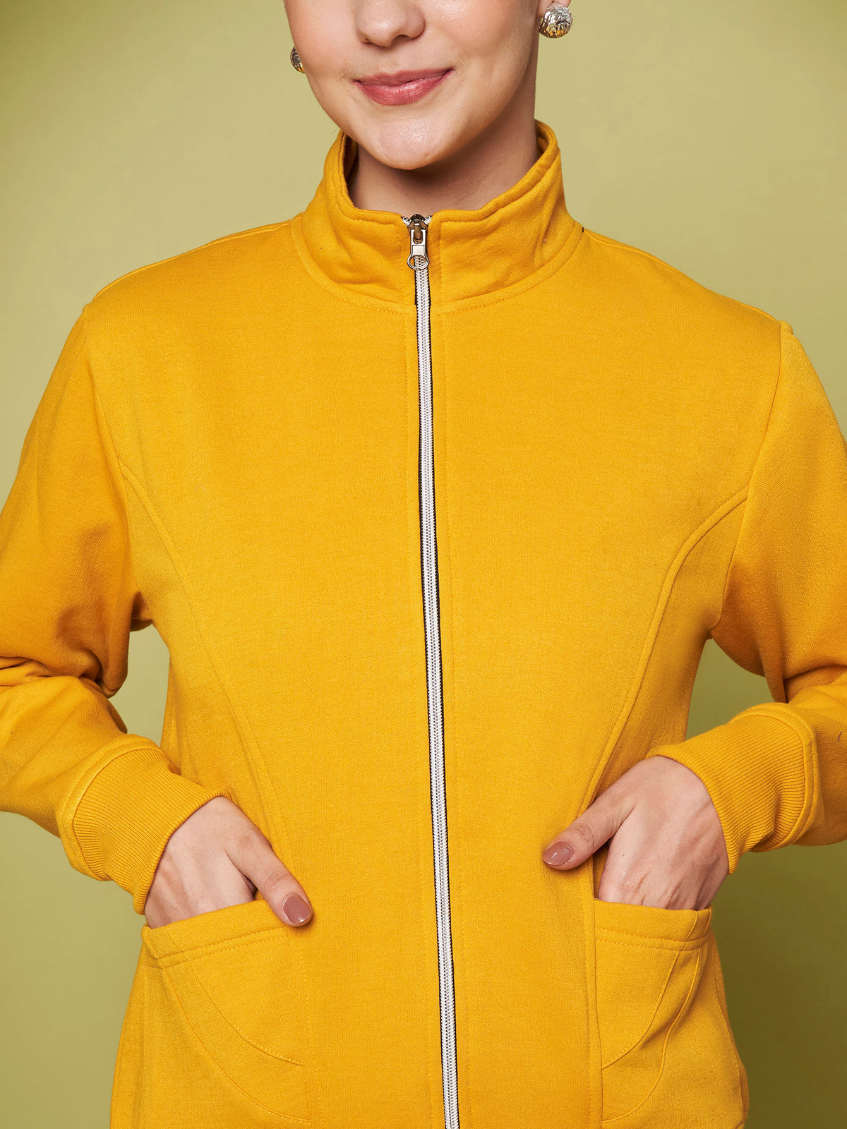 Stand-Collar Jacket with Front Pockets