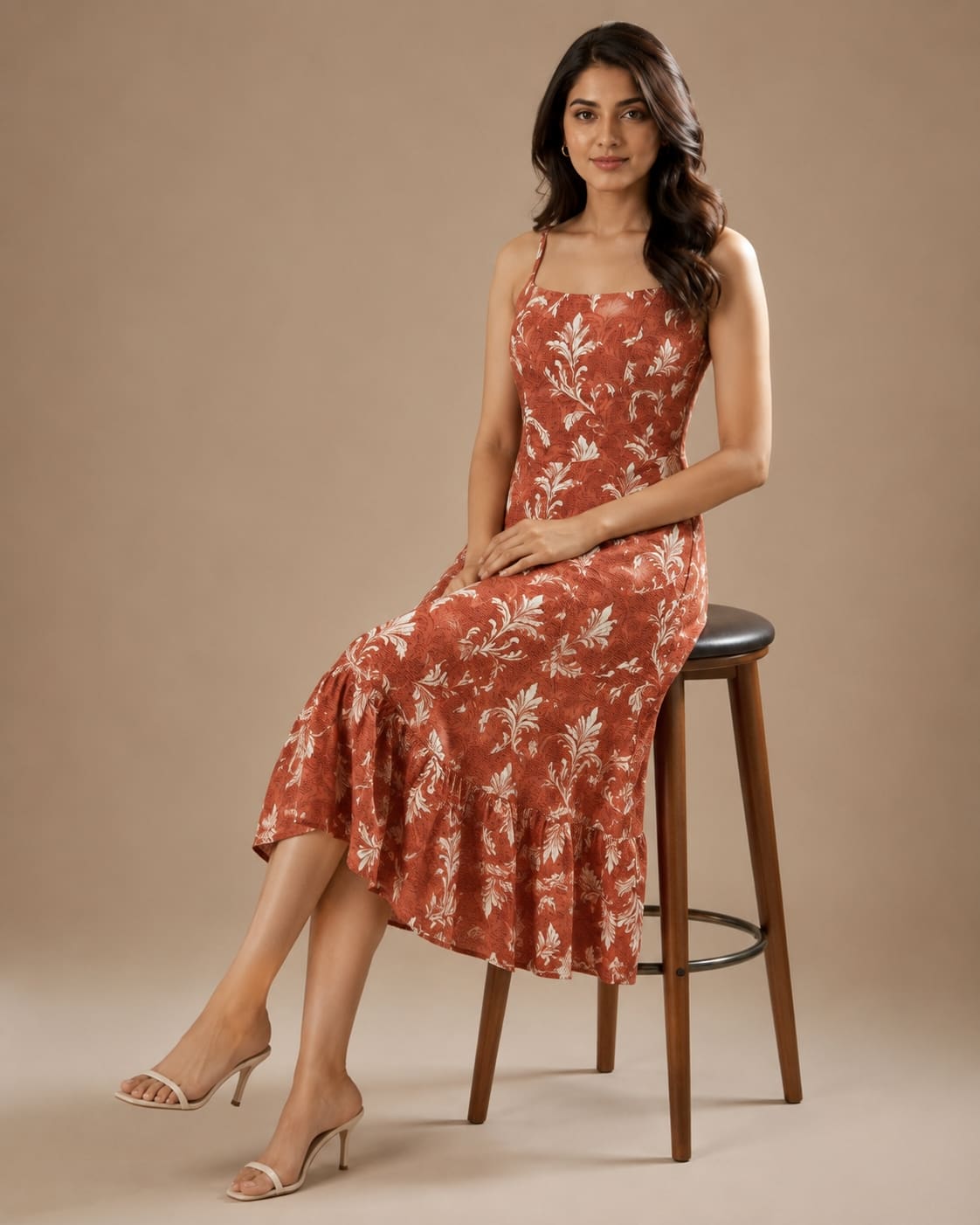 Printed Sleeveless Midi Dress