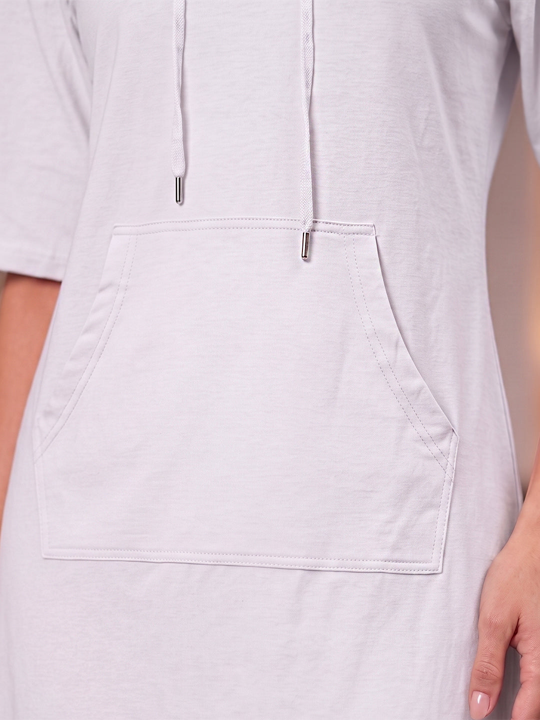 BRINNS Women Hooded Pure Cotton T-shirt Midi Dress