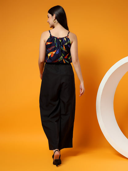 Printed Shoulder Straps Sleeveless Jumpsuit