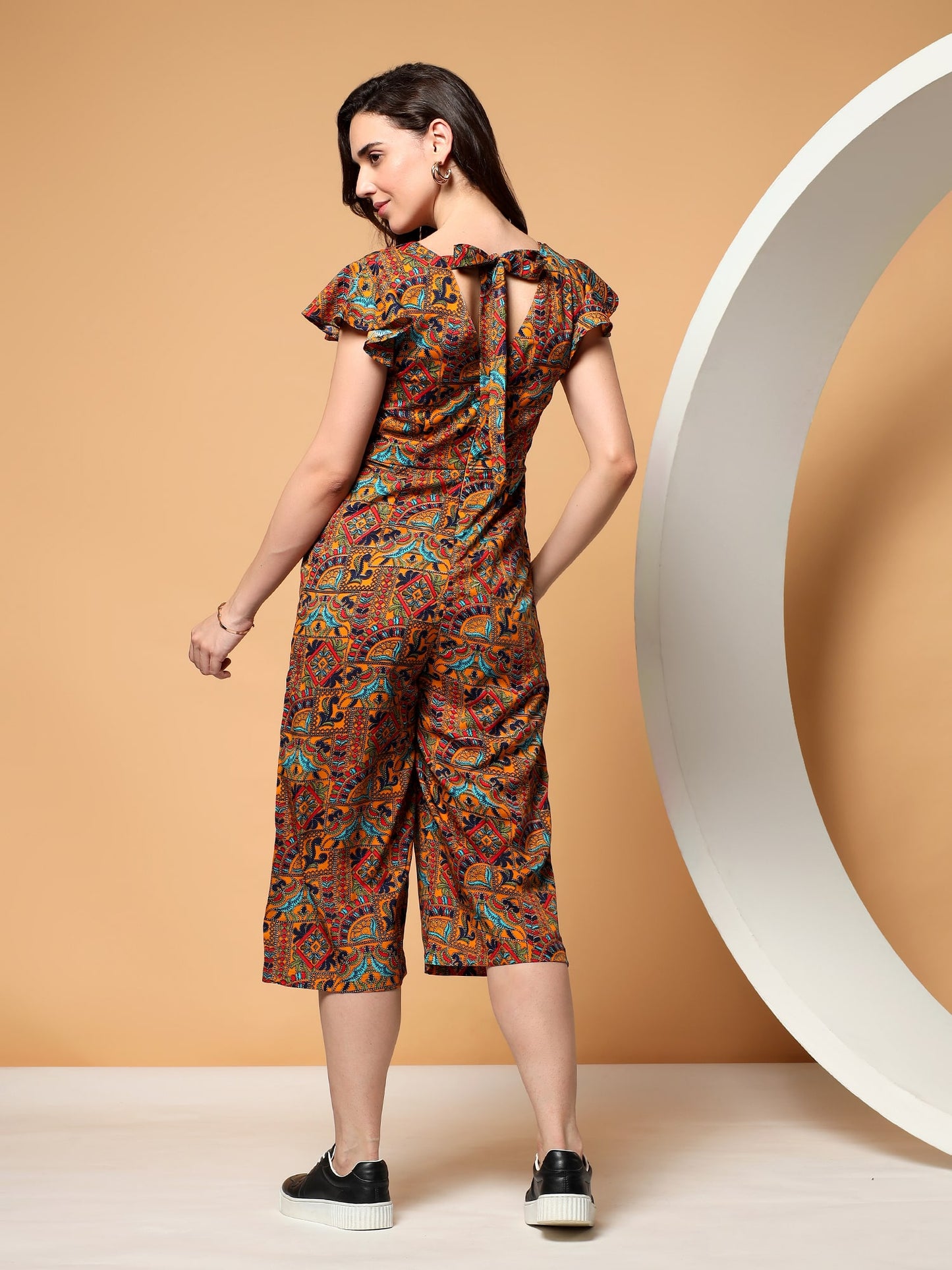 BRINNS Women Printed Short Sleeve Capri Jumpsuit