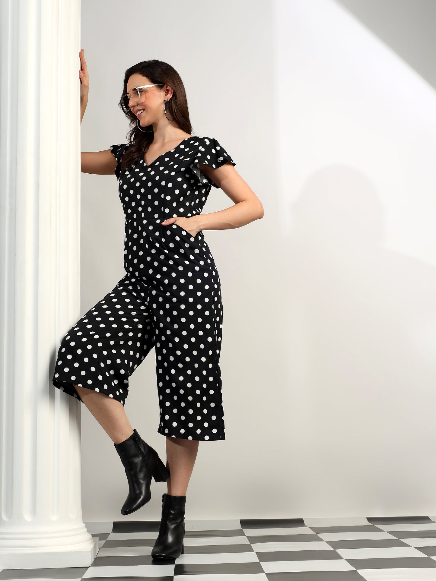 BRINNS Women Printed Short Sleeve Capri Jumpsuit