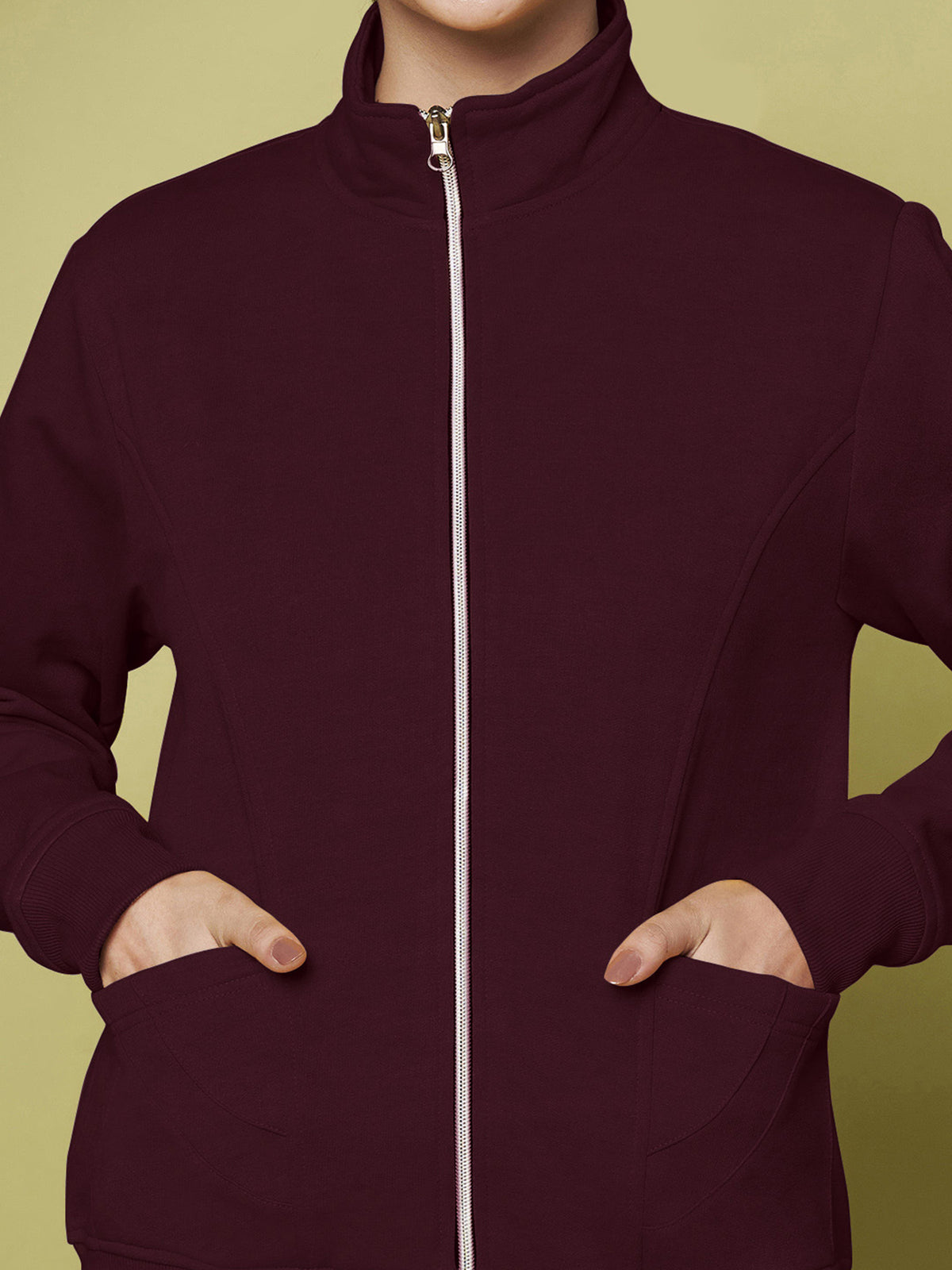 Stand-Collar Jacket with Front Pockets