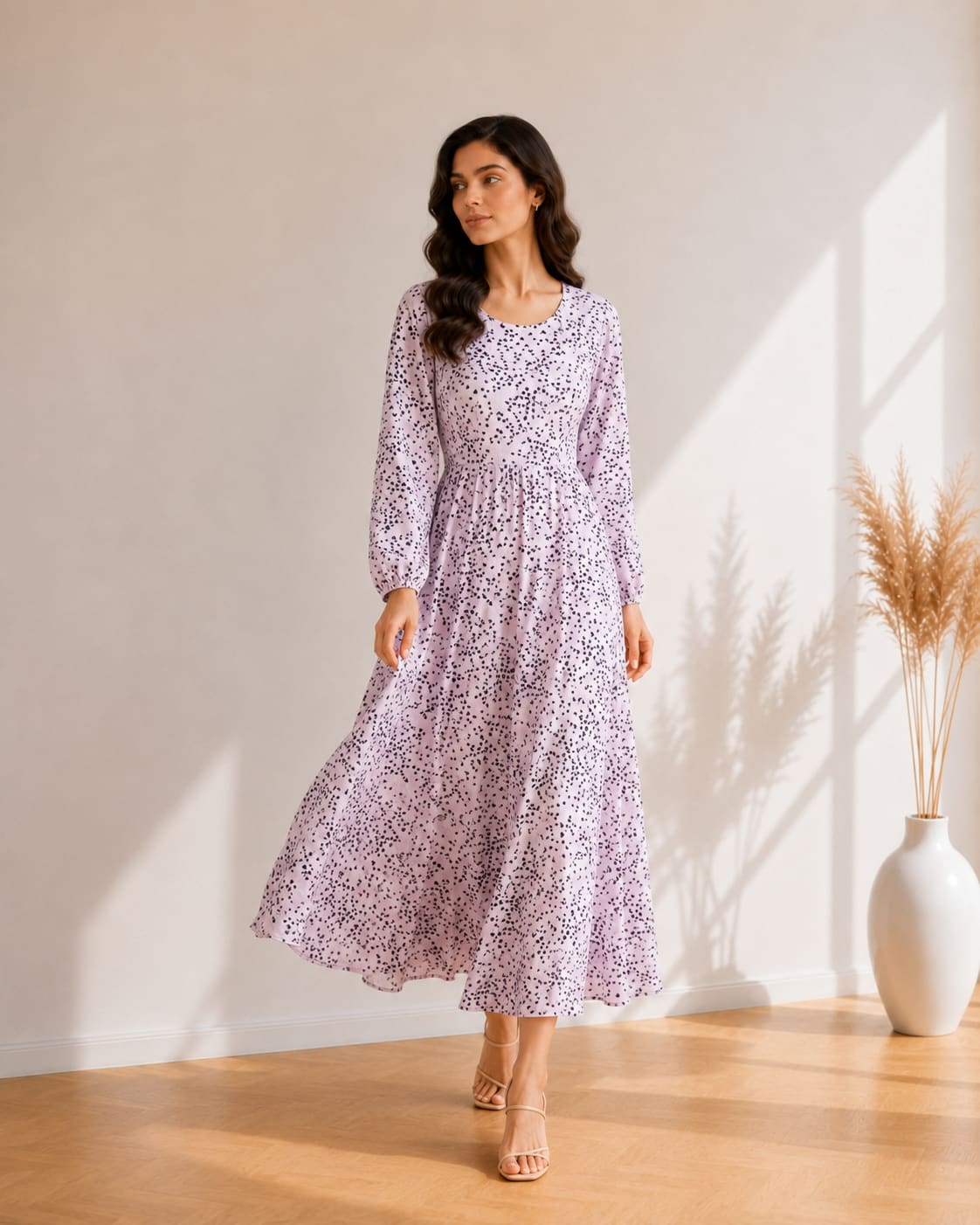 Printed Flared Western Dress.