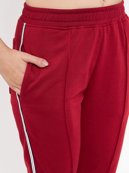 Women Solid Mock Collar Tracksuit