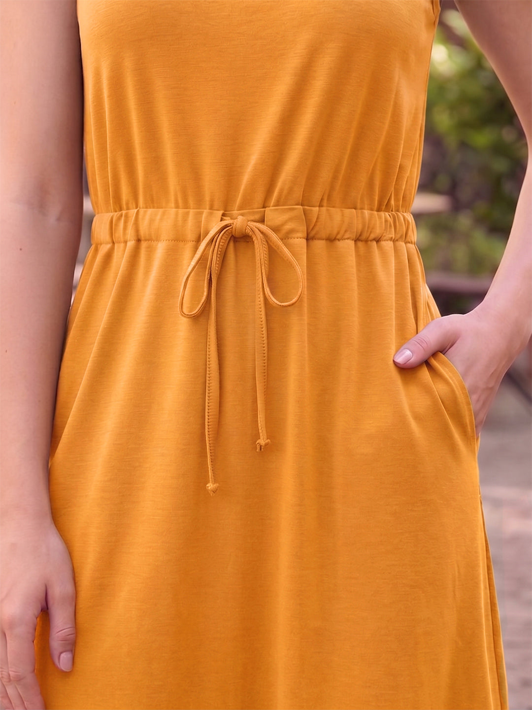 Belted Cotton Fit & Flare Midi Dress
