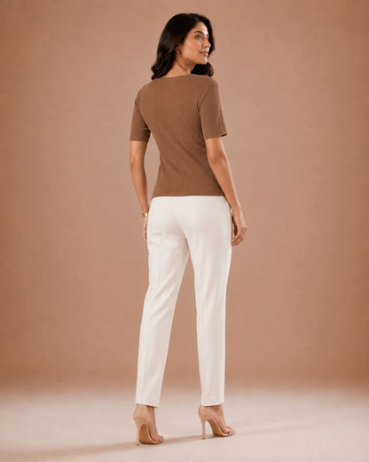 Ribbed Square Neck Fitted Top