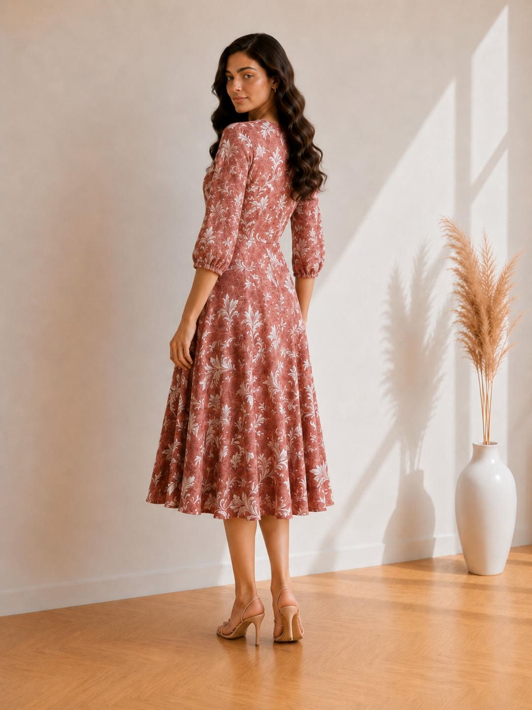 Printed Flared Western Dress.