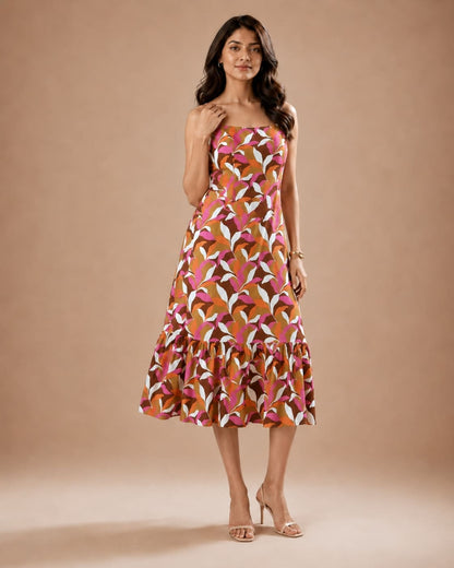 Printed Sleeveless Midi Dress