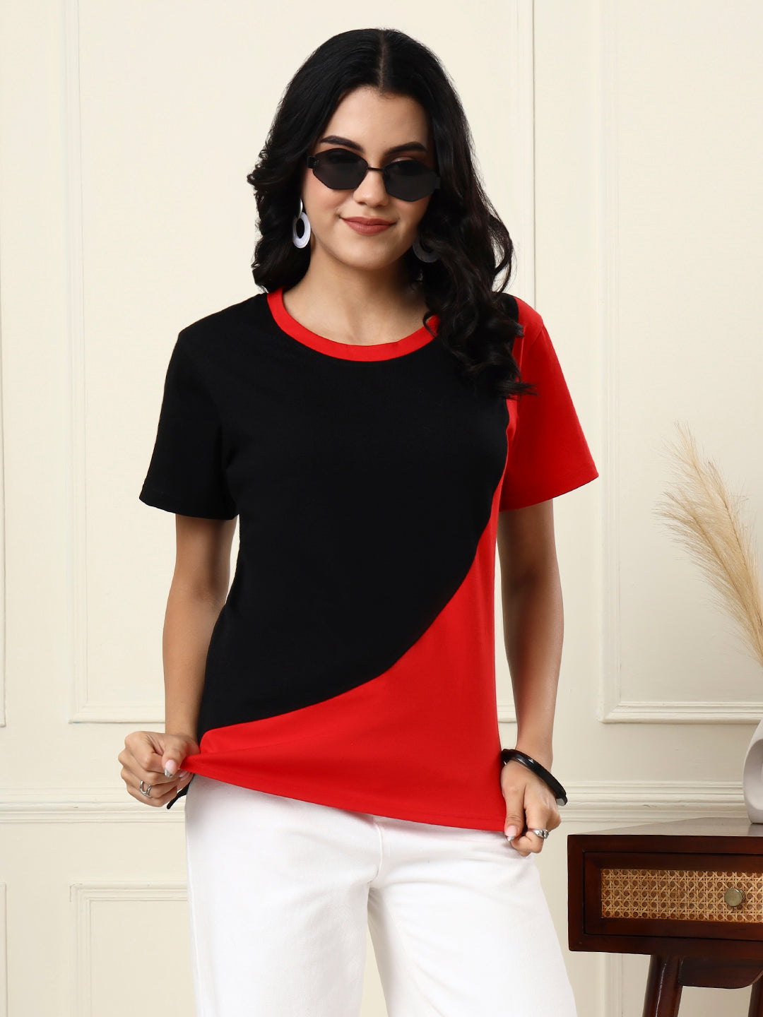 Colourblocked Cotton T-shirt
