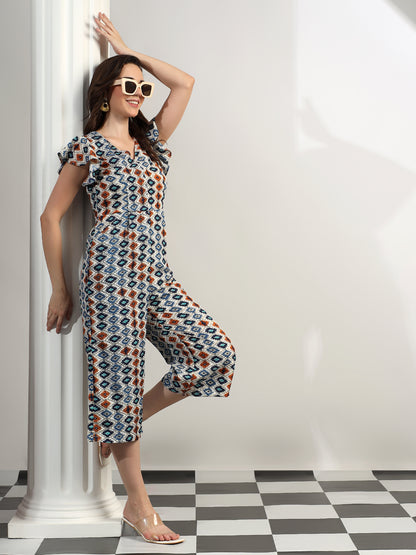BRINNS Women Printed Short Sleeve Capri Jumpsuit