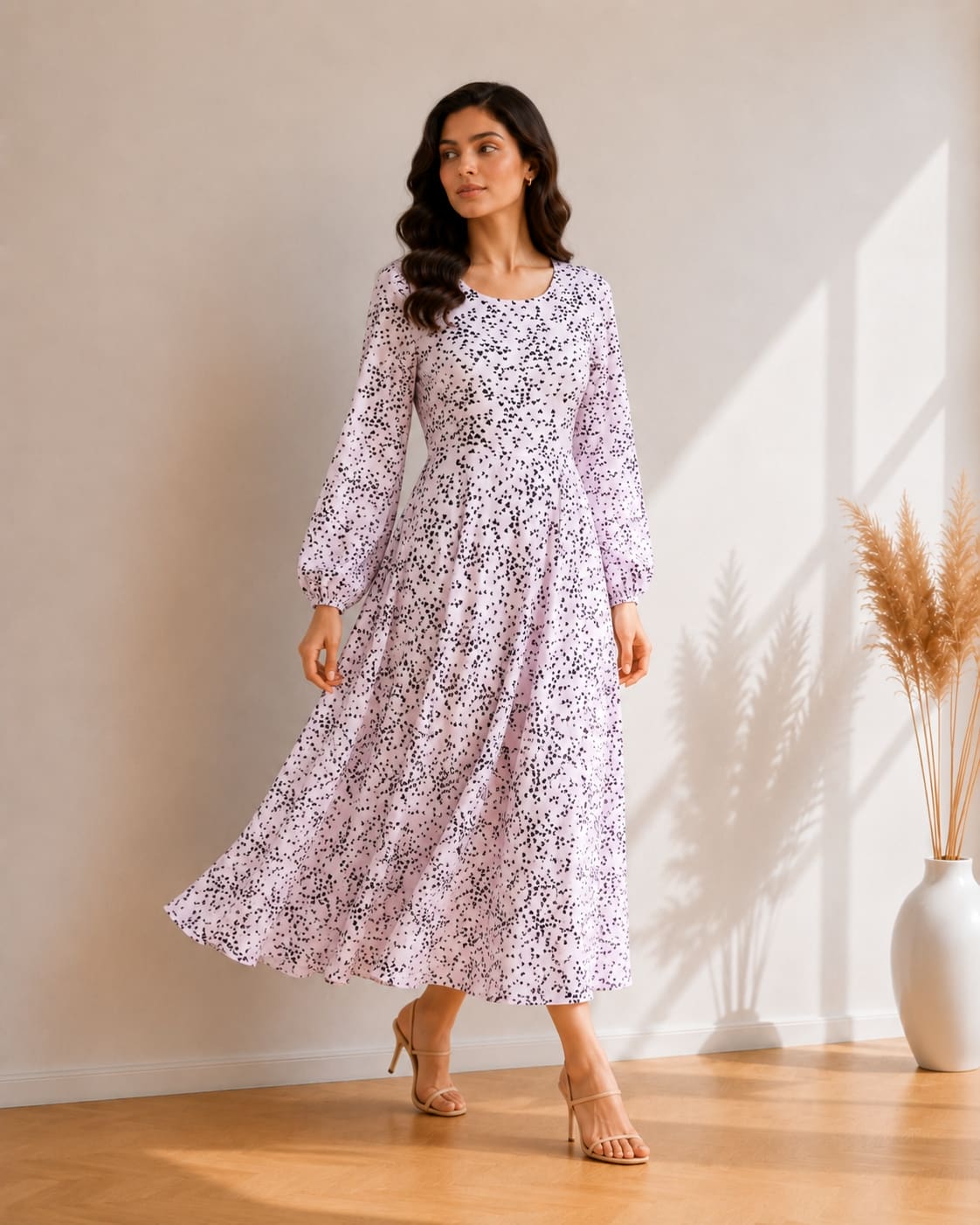 Printed Flared Western Dress.