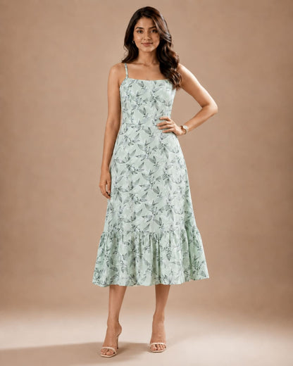 Printed Sleeveless Midi Dress