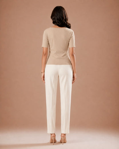 Ribbed Square Neck Fitted Top
