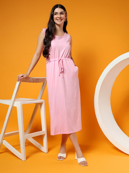 Belted Cotton Fit & Flare Midi Dress
