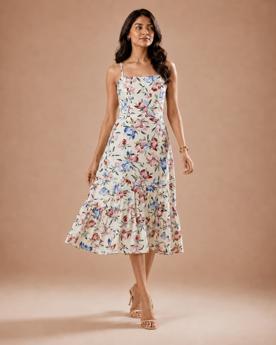 Printed Sleeveless Midi Dress